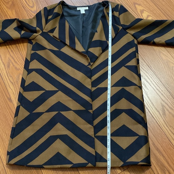 H&M women’s blazer jacket 3/4 sleeves abstract tan & black geometric print 10 - Picture 14 of 16